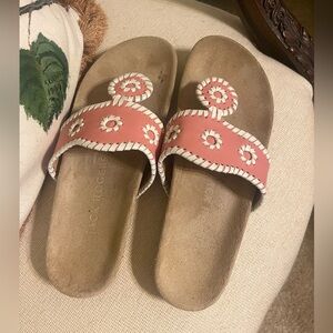 Jack Rogers Pink Floral Slide Sandals